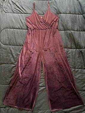 Retro Pretty n purple Velvet Wide-Leg Jumpsuit xl